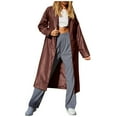thumbnail image 2 of Tdoqot Women's Leather Jacket- Long Fall Jackets for Women Brown Size L, 2 of 6