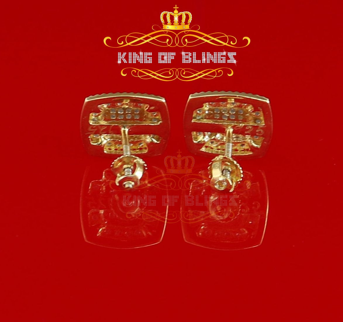 King of Bling's 0.55ct Diamond 925 Sterling Silver Hip Hop Yellow Stud Earring For Men / Women