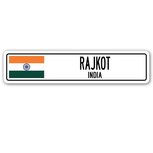 RAJKOT INDIA Street Sign Indian flag city country road wall gift
