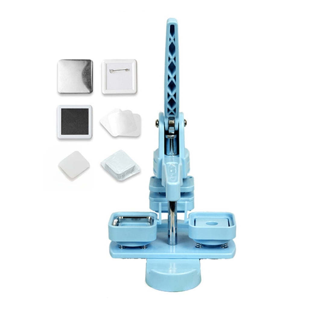 Pin Button Maker Machine 55MM Square Button Maker Badge Button Press with 100Pcs Covers Button Paper and Film for Badge