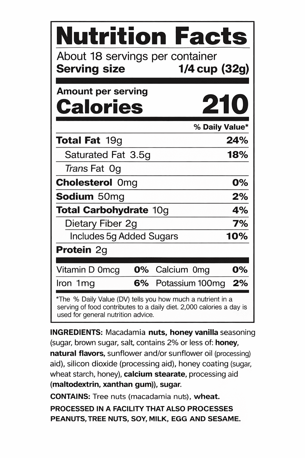 Honey Roasted Macadamia Nuts &ndash; Hawaiian Macadamia Nut Company (20 oz)