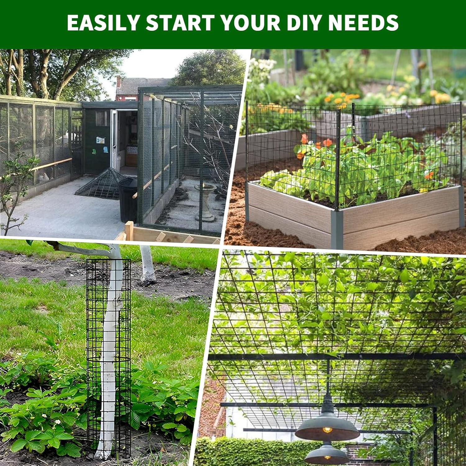 Historyli Hardware Cloth Chicken Wire Fence, Galvanized Steel Mesh Rolled Fencing for Garden, Black