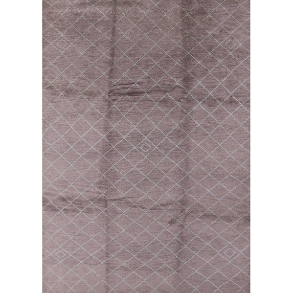 Ahgly Company Machine Washable Indoor Rectangle Industrial Modern Mauve Taupe Purple Area Rugs, 8' x 10'