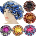 thumbnail image 1 of Cdar 2pcs Floral Stylish Double Layer Women Night Sleep Cap Bonnet Hair Care Head Wrap Hat Nightcap, 1 of 4