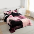 thumbnail image 3 of Homewish Vintage Artwork Adult Bedding Comforter Set, Black Pink Square Abstract Twin Comforter Sets, Fashion Oil Printing Reversible Bedding Set, Microfiber Bedroom Decor, 2-Piece, 3 of 8