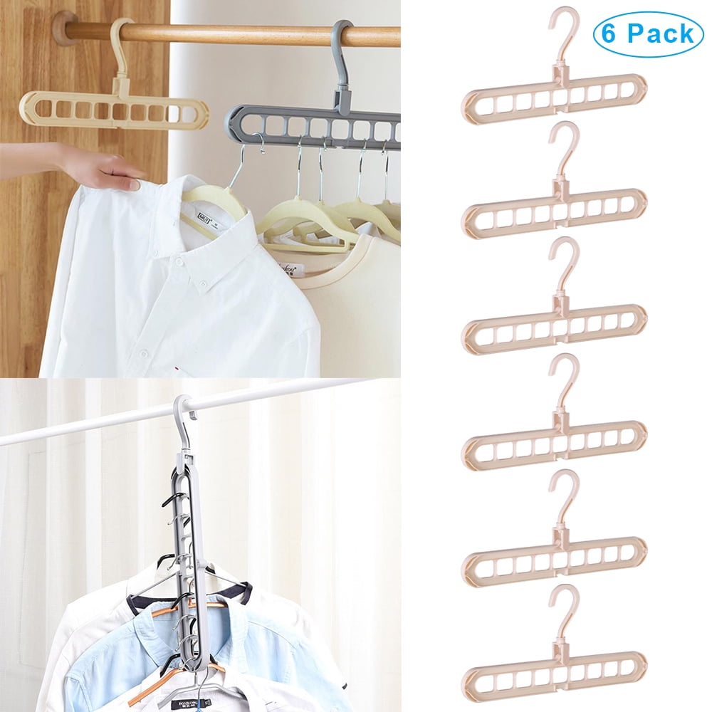 Magic Hangers Closet Space Saving Clothes Hanger Organizer Pack of 6 Plastic Suit Hangers 360 Degree Swivel Khaki Walmart