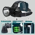 thumbnail image 2 of Rechargeable headlamps for adults 100000 lumen super bright headlamp spotlight, waterproof head lamp 4 modes with tail warning light, for adults hard, 2 of 7