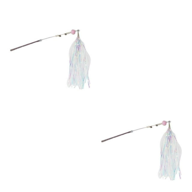 QualitChoice Cat Teaser Stick Lightweight Portable Cats Toy Reusable Shinny Exercise Exquisite Waterproof Pets Interactive Sticks Pink 2PCS