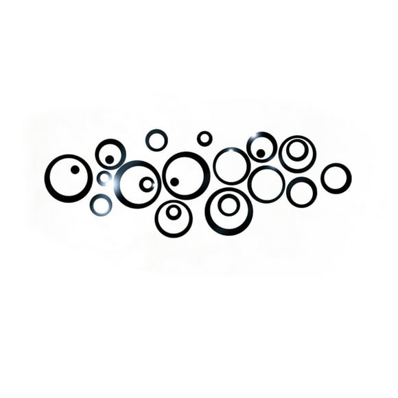 OULII Black Wall Art Stickers Removable Round Circle Decals for Home Decoration