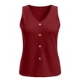 thumbnail image 6 of Pafei Tyugd Eyelet Tank Tops for Juniors Breathable Comfy Sleeveless Shirts for Women with Button Decor Casual V Neck Vacation Clothes Red M, 6 of 9
