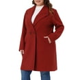 thumbnail image 2 of DARING DIVA Women's Plus Size Notched Lapel Coat with Belted Design 2X Dark Red, 2 of 5