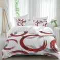 thumbnail image 2 of Red Grey Bedding 3 Piece Duvet Cover Set Twin Size, Geometric Circle Modern Abstract Simple Art Soft Microfiber Comforter Cover with Zipper Closure & Pillowcases, Wrinkle & FadeResistant Quilt Cover, 2 of 9