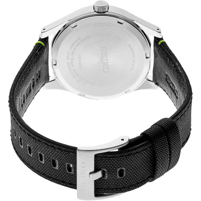 Seiko SUR517 Men's Essentials Black Nylon/Leather Strap Watch