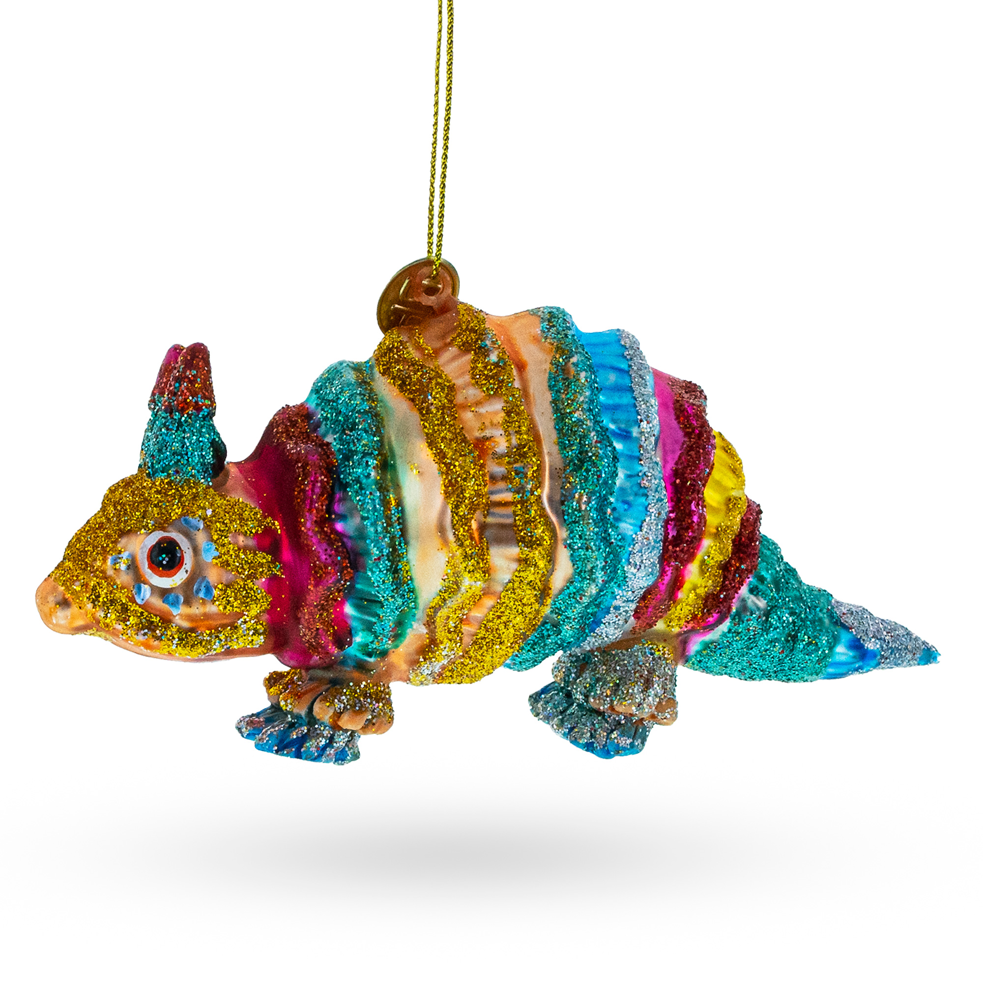 Rainbow Armadillo Glass Christmas Ornament
