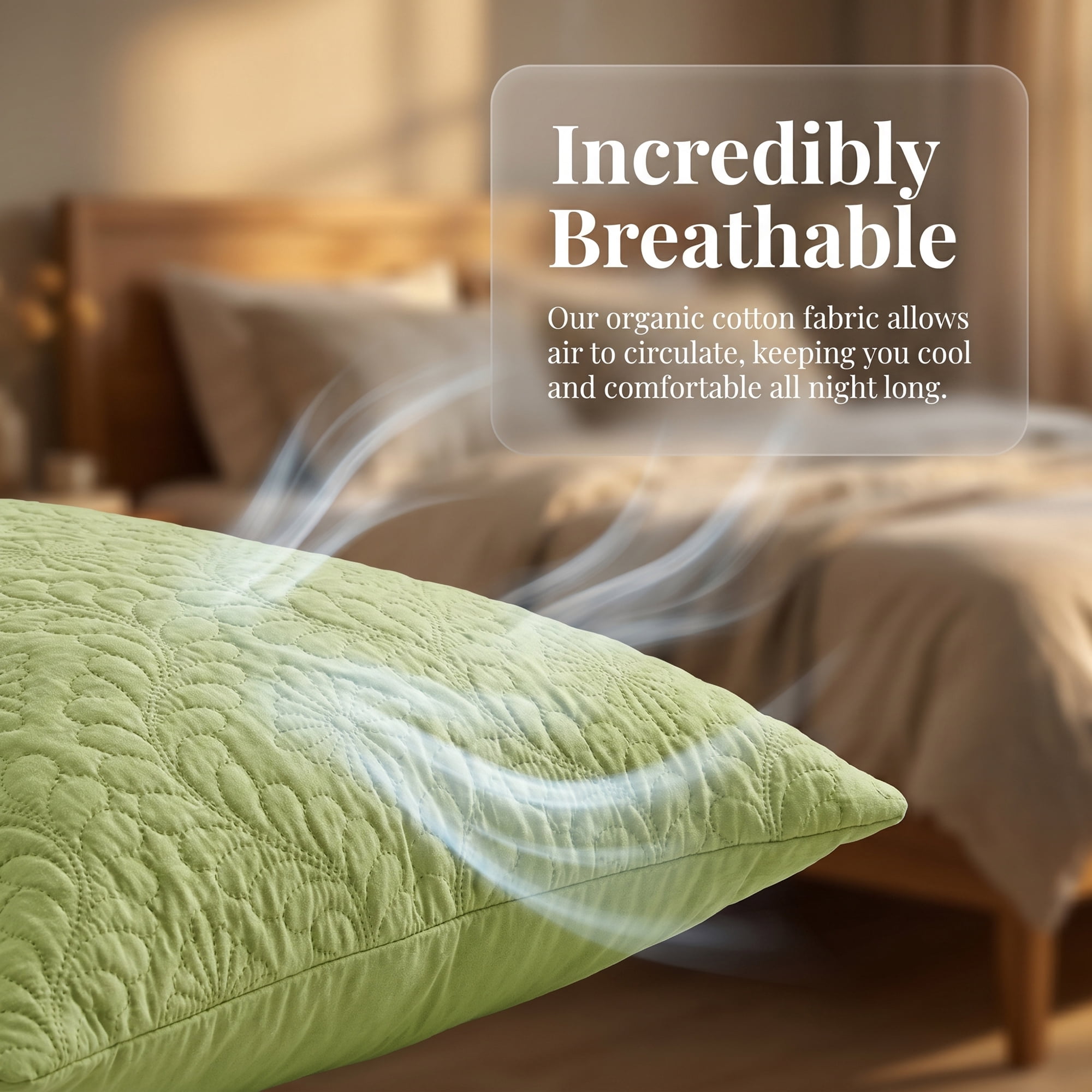 Unique Bargains Pillow Protectors with Envelope Standard Breathable Cotton Covers Green B