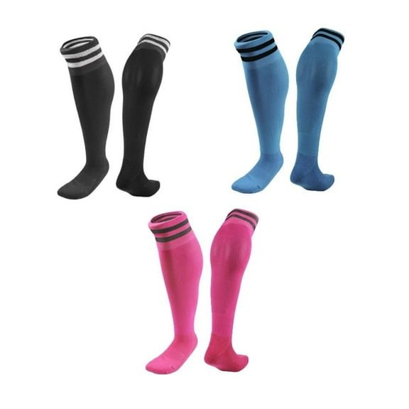 Lian LifeStyle 3 Pairs Knee High Sports Socks for Soccer, Softball, Baseball, Soccer, and Many Other Sports XL002 Size XS Black,LightBlue,Rose