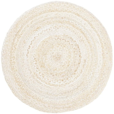 SAFAVIEH Braided Calvin Transitional Cotton Reversible Area Rug, Beige, 3' x 3' Round