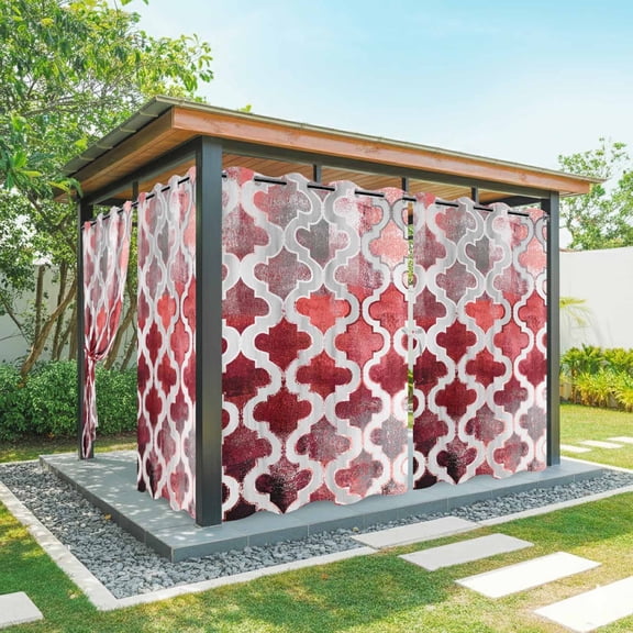 Red Morocco Outdoor Curtains for Patio Waterproof,Windproof Privacy Curtains with Weighted Bottom,Rustic Country Smear Street Mottled Art Outside Drapes for Picnic Garage Yard Cabana 54"x95" 1 Panel