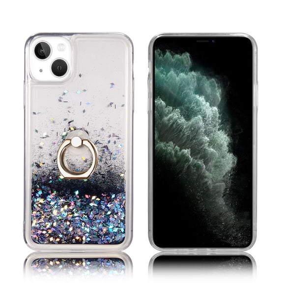 Bemz Waterfall (Liquid Glitter Stand Holder) Case Compatible with iPhone 14 Plus - Black