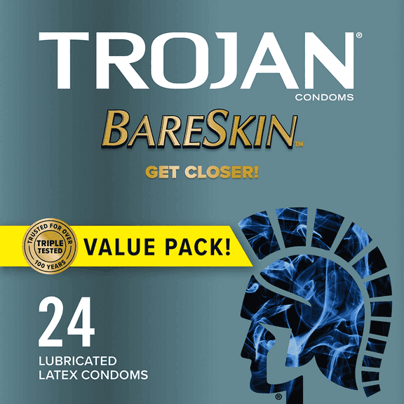 TROJAN Bareskin Thin Premium Lubricated Condoms - 24 Count
