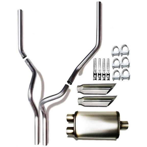 Stainless Steel Dual Pipes Conversion Exhaust Kit Fits:2007 Gmc Sierra 1500 2500