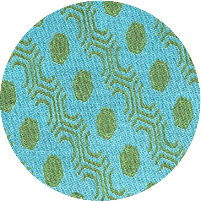 Ahgly Company Machine Washable Indoor Round Transitional Medium Sea Green Area Rugs, 6' Round