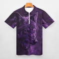 thumbnail image 3 of Purple Wolf Men Zipper T-shirt Summer Casual Short Sleeve T-shirt Top, 3 of 7