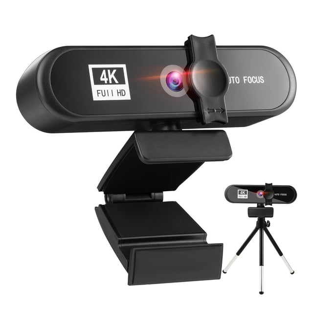 Cámara Web Full 1K / 2K / 4K, Cámara Micrófono Gran de 120 degree, Video Chat con Enfoque Automático, Compatible con Windows / IOS / And - 4k Black 4k negro Hugo Cámara web de alta definición