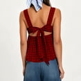 thumbnail image 4 of hoksml Women's Checkered Print Square Neck Tank Top, Back Tie Sleeveless Babydoll Blouse, 4 of 7