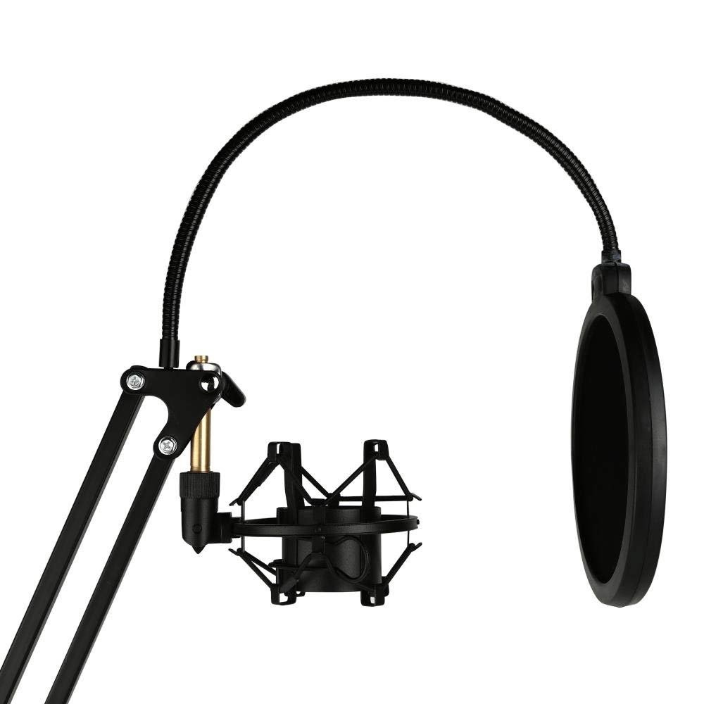 Pyle PMKSH24 Microphone Boom Suspension Scissor Spring Arm Desktop Stand, Black