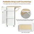thumbnail image 5 of IRONCK Rolling Kitchen Islands Cart on Wheels with wine rack, folding tabletop, 1 drawer, 2 cabinets, 3 open shelves, and towel rack，White, 5 of 10