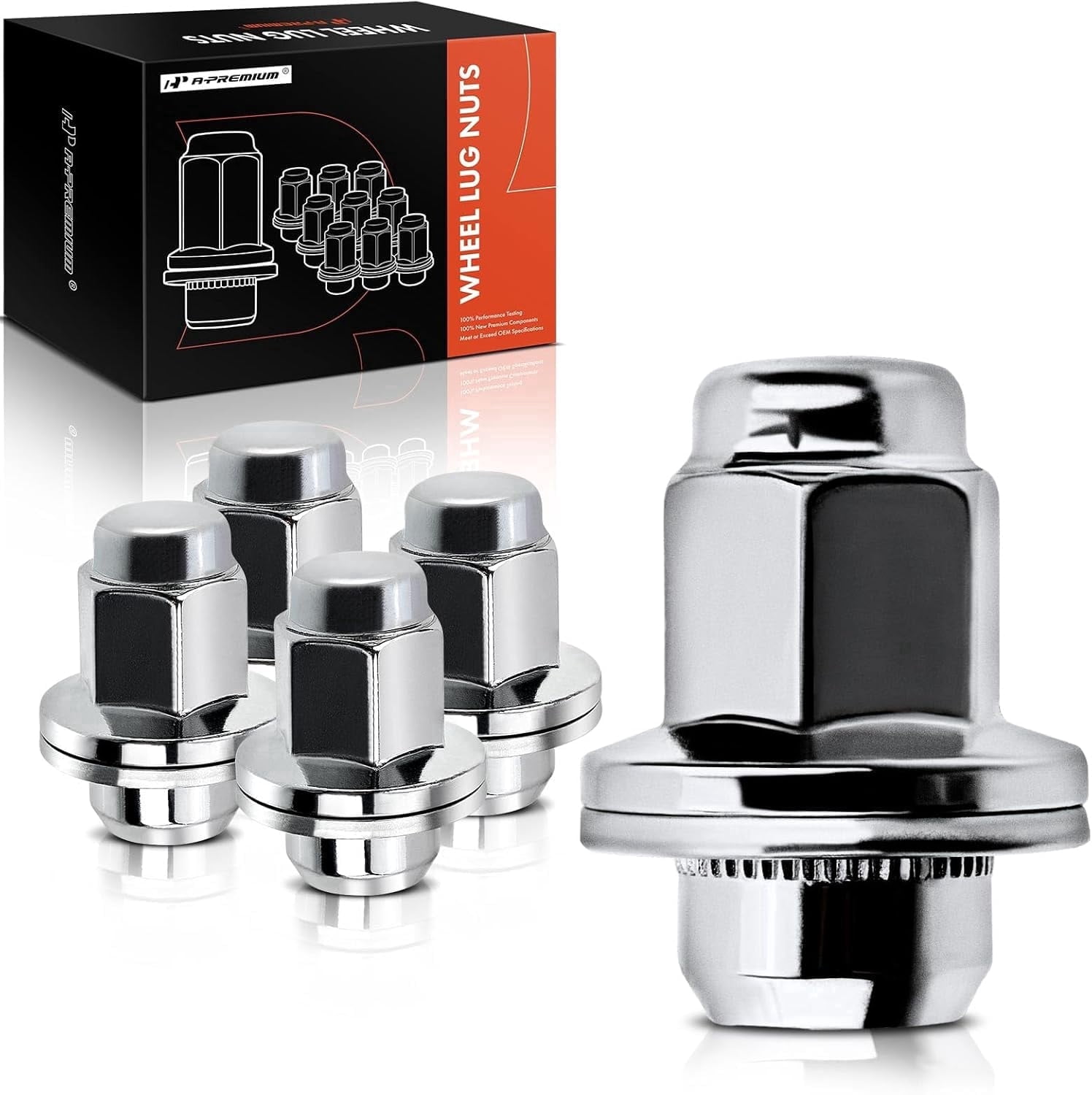 A-Premium 10pcs Wheel Lug Nuts M12 x 1.5 Chrome Flat Seat Mag Lug