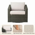 thumbnail image 6 of CHITA 2-Piece Outdoor Swivel Gray Wicker Chair with Cushion, Cream, 6 of 10