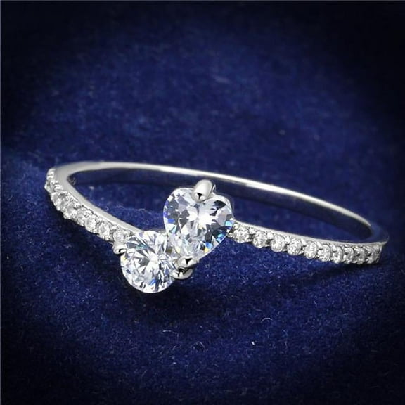 Women Rhodium 925 Sterling Silver Ring with AAA Grade CZ in Clear - Size 6