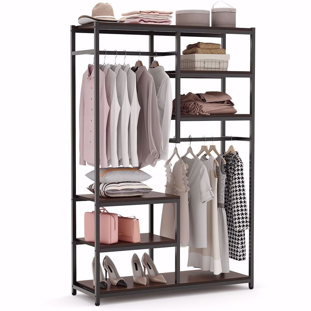 Tribesigns Free Standing Closet Organizer, Double Hanging Rod Clothes