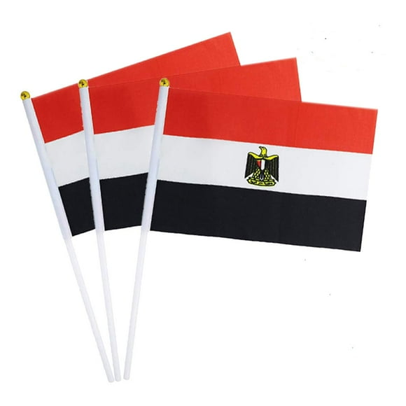 Egypt Flag Egyptian Small Stick Mini Hand Held Flags Decorations 1 Dozen (12 pack)