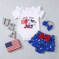 thumbnail image 2 of Wxirdiow Baby Girl American Flag Outfit Baby Girl Outfit 4th of July Crew Neck Ruffle Short Sleeve Print Romper Layered Skort and Headband Blue Size,6-12 Months, 2 of 6