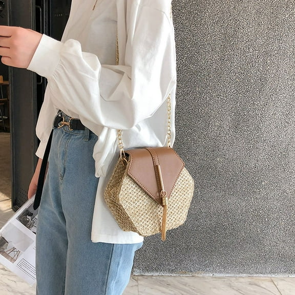 MLINS  Vacation Beige Chain Shoulder Bag Beach Woman Miss