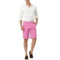 thumbnail image 2 of MODA NOVA Big & Tall Men's Stripe Flat Front Mid-Rise Chino Walk Shorts Fuchsia LT(US 36), 2 of 6