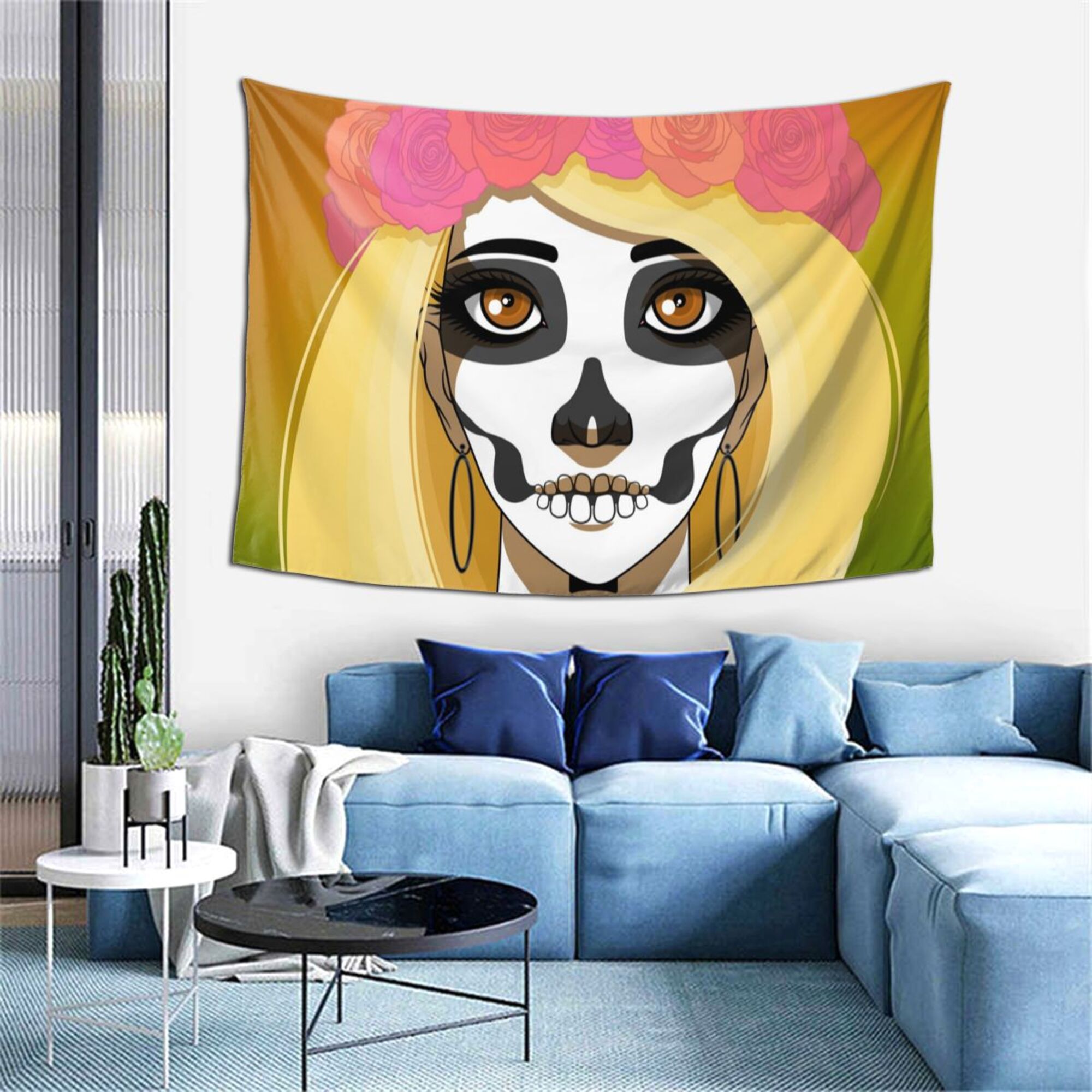 Sugar Skull Fantasy Wall Decor Tapestry , Room Bedroom Wall Hangings ...