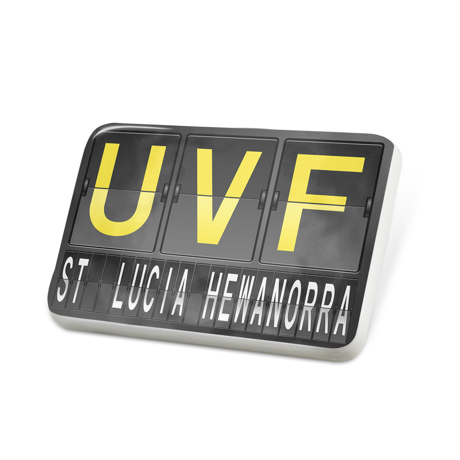 Porcelein Pin UVF Airport Code for St. Lucia Hewanorra Lapel Badge