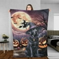 thumbnail image 3 of Spooky Halloween Night Witch Labrador Retriever Glowing Pumpkins Cozy Fleece Blanket Lab Dog Lover Gifts Warm Soft Throw Blanket - 12015, 3 of 5