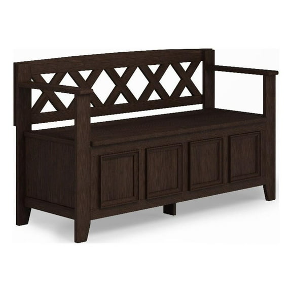 Pemberly Row Wood 48"WD Transitional Entryway Storage Bench - Farmhouse Brown