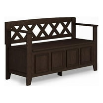 Pemberly Row Wood 48"WD Transitional Entryway Storage Bench - Farmhouse Brown