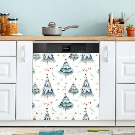 

Stars and Christmas Tree Dishwasher Magnet Cover Magnetic Dishwasher Refrigerator Sticker Door Home Decorative Art Kitchen Panel Decal 23x26 Inch