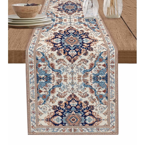 Hokiten Table Runners 120 Inches Long Dress Scarves, Boho Tribe Farmhouse Coffee/Dining/Kitchen Table Runner for Living Room, Southwest Aztec Colorful Abstract Pattern 13x120 Inch