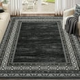 thumbnail image 2 of Nanan 9'x12' Geometric Bordered Area Rug Modern Throw Carpet, Washable Rug Soft Non Slip Indoor Floor Mat for Living Room Bedroom Home Decor, Black, 2 of 9