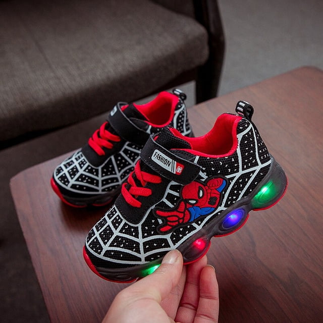 Zapatos de Disney para niños, zapatos intermitentes para niños y niñas, zapatos para correr para bebés, zapatos individuales con luces LED, zapatos deportivos mesh30-Insole 18,5 cm Gao Jinjia LED