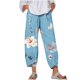 thumbnail image 2 of ICHUANYI Clearance Women's Casual Pocket Slim High Elastic Waist Print Sports Cotton And Linen Pants(Light Blue, S) ICHUANYI WER2023081115811, 2 of 5