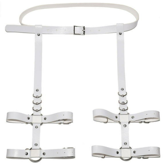 serony Women Sexy Punk Leather Harness Garter Belt Adjustable Waist Leg Cincher Cage Belt 4 Leg Rings